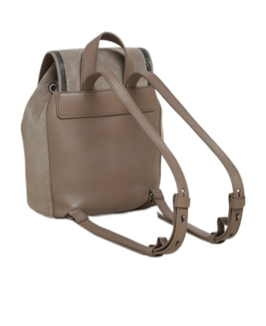 Brunello Cucinelli Logo-debossed Stud-trim Backpack In Nude