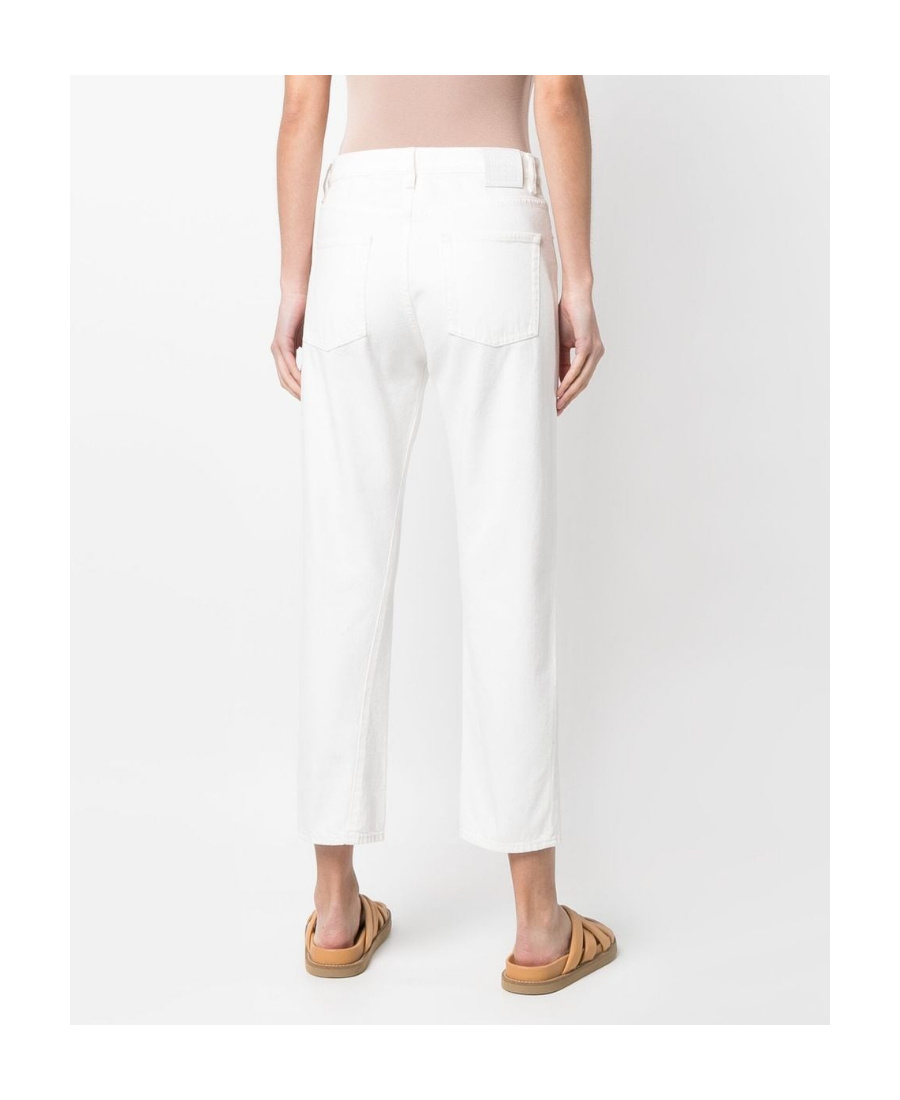 Totême High-waisted Wide Leg Trousers With Slanted Pockets In White
