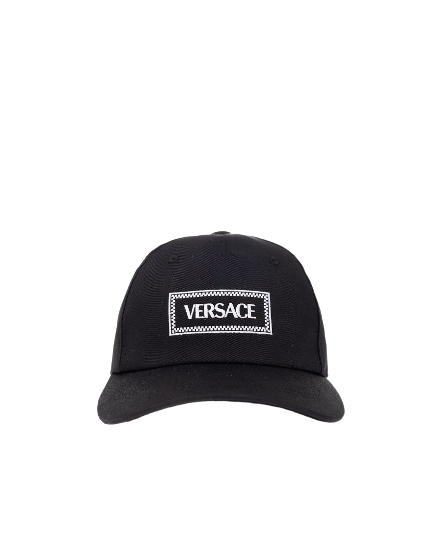 Versace Black Embroidered Cap In Black