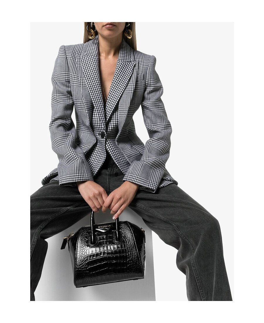 Shop Givenchy Mini Antigona Bag In Crocodile Effect Leather In Black
