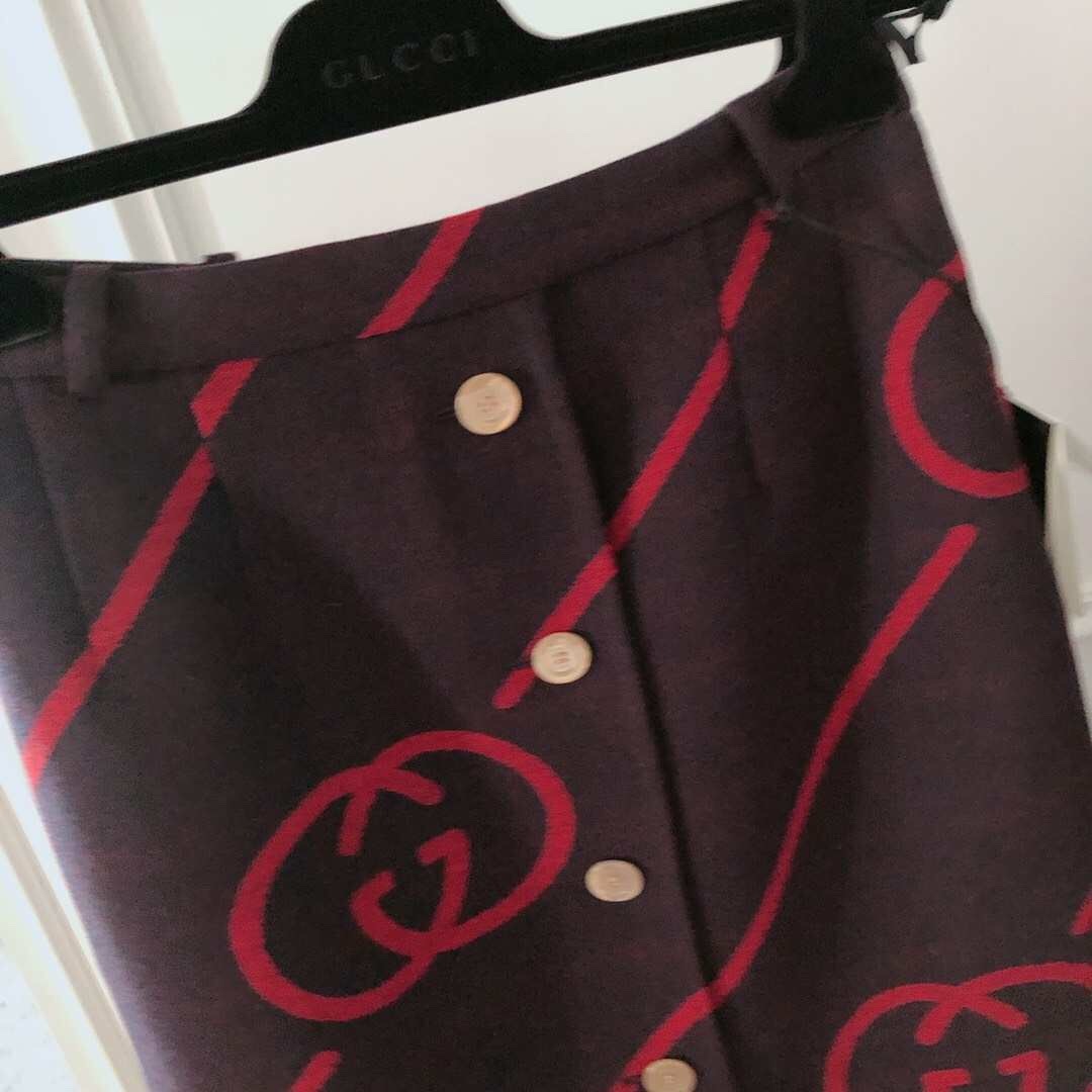 Gucci Interlocking G Reversible Wool Skirt In Blue