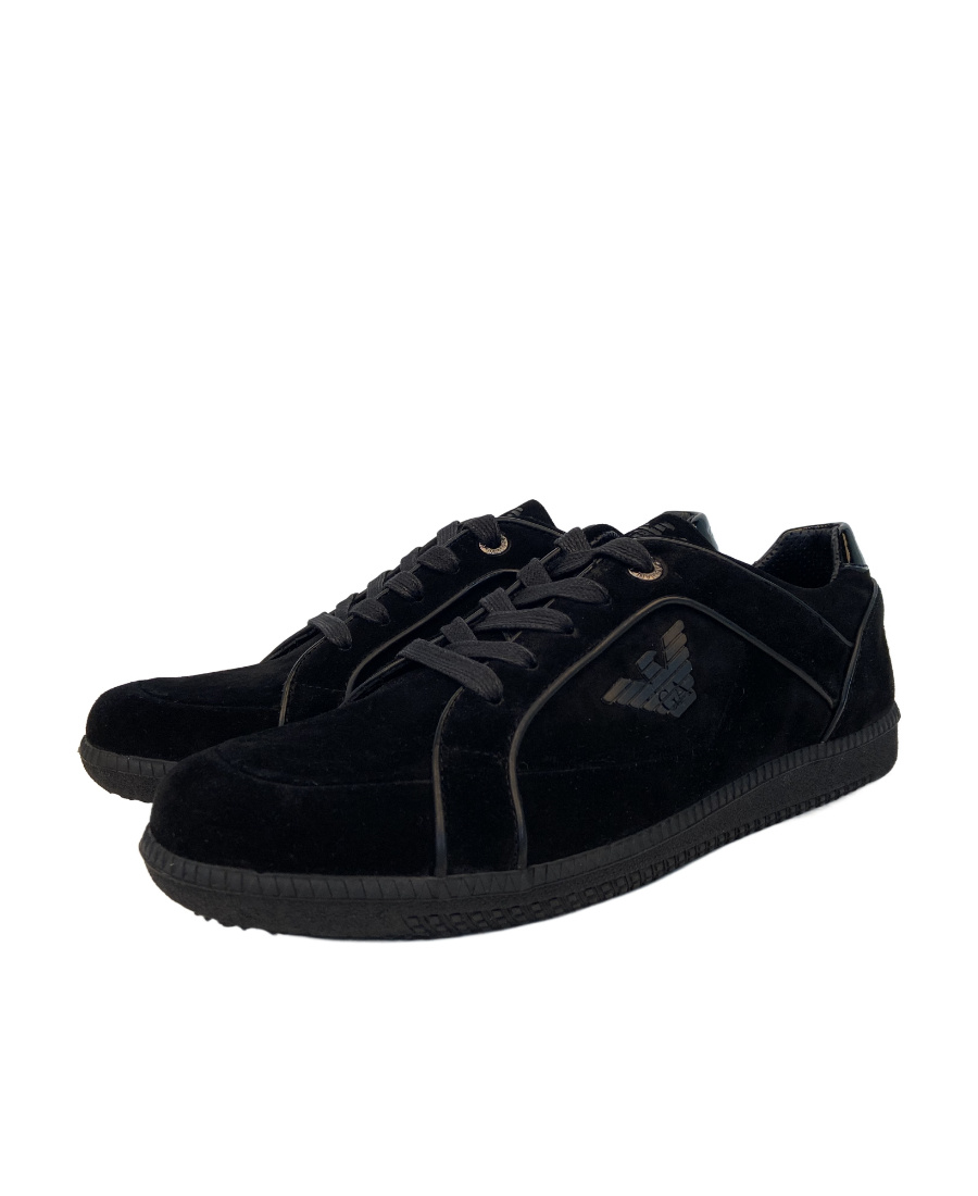 Emporio Armani Logo Details Casual Sports Shoes In Black