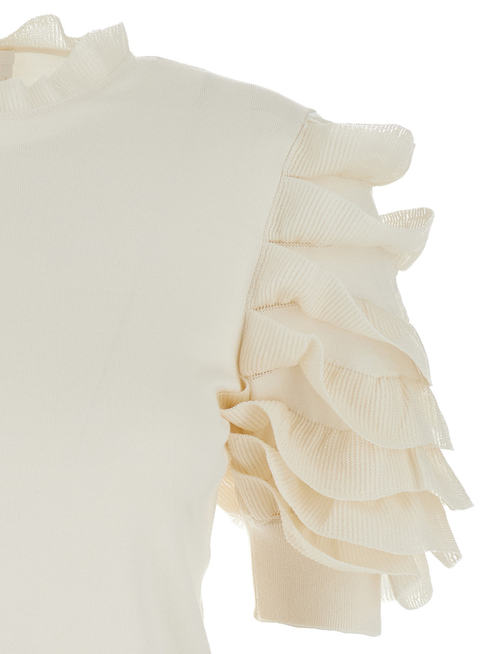 Chloé Short-sleeved Lotus Leaf Edge T-shirt In Nude