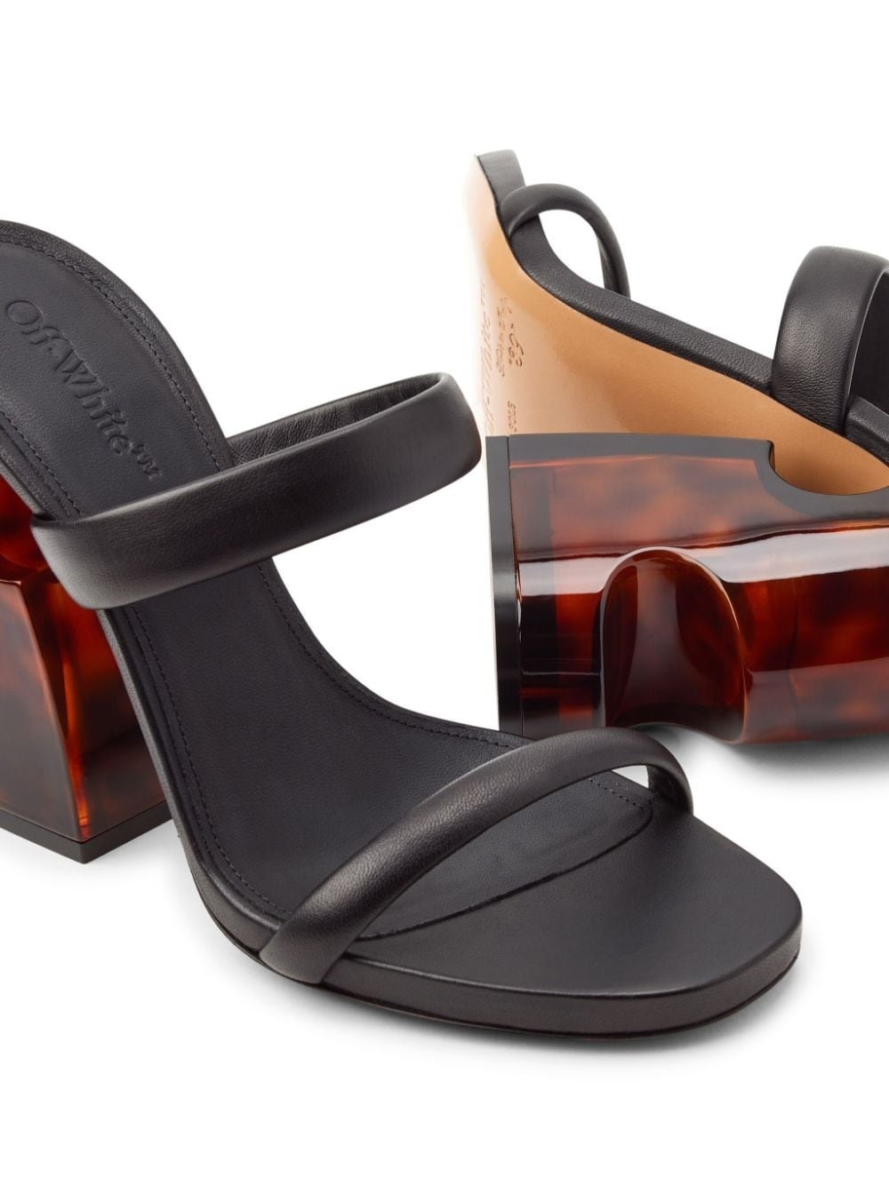 Off-white Pop Meteor Leather Mules In Black
