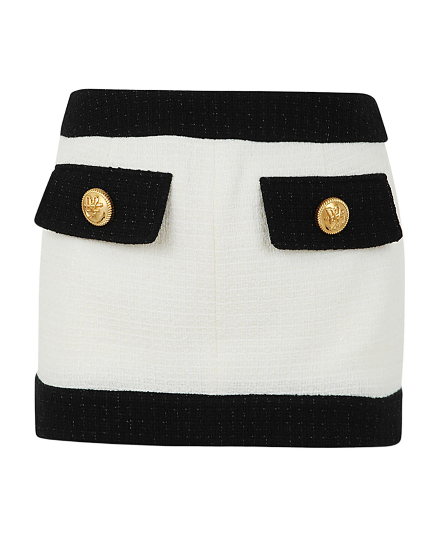Dsquared2 Two-tone Tweed Miniskirt In Black