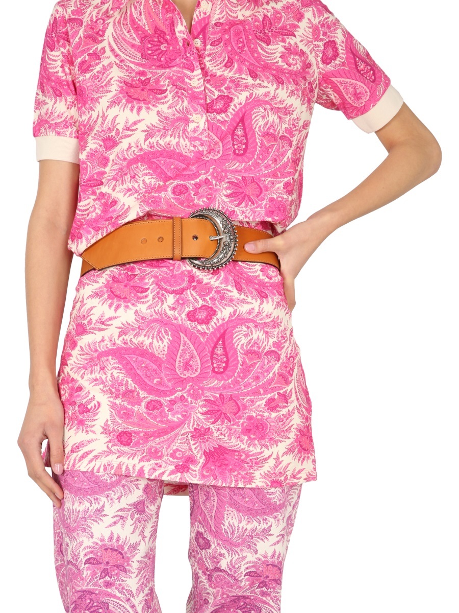 Etro Crescent Buckle Belt In Brown