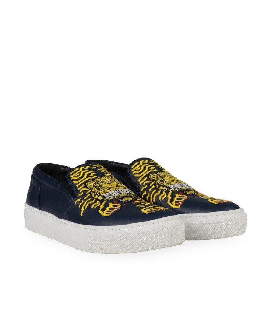 Kenzo Tiger Head Embroidered Leisure Sports Shoes In Black