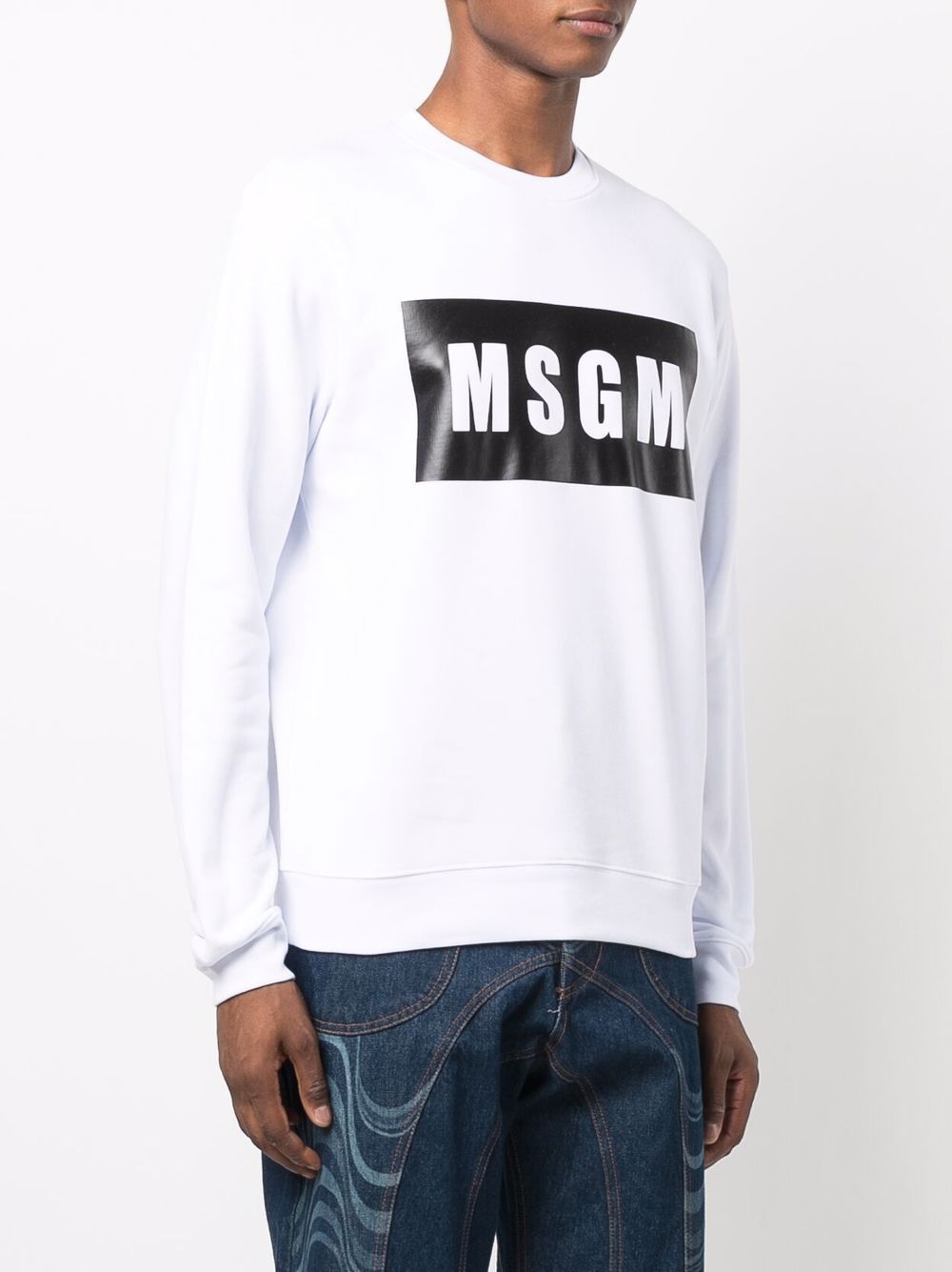 Msgm Logo Print Cotton Sweatshirt In White