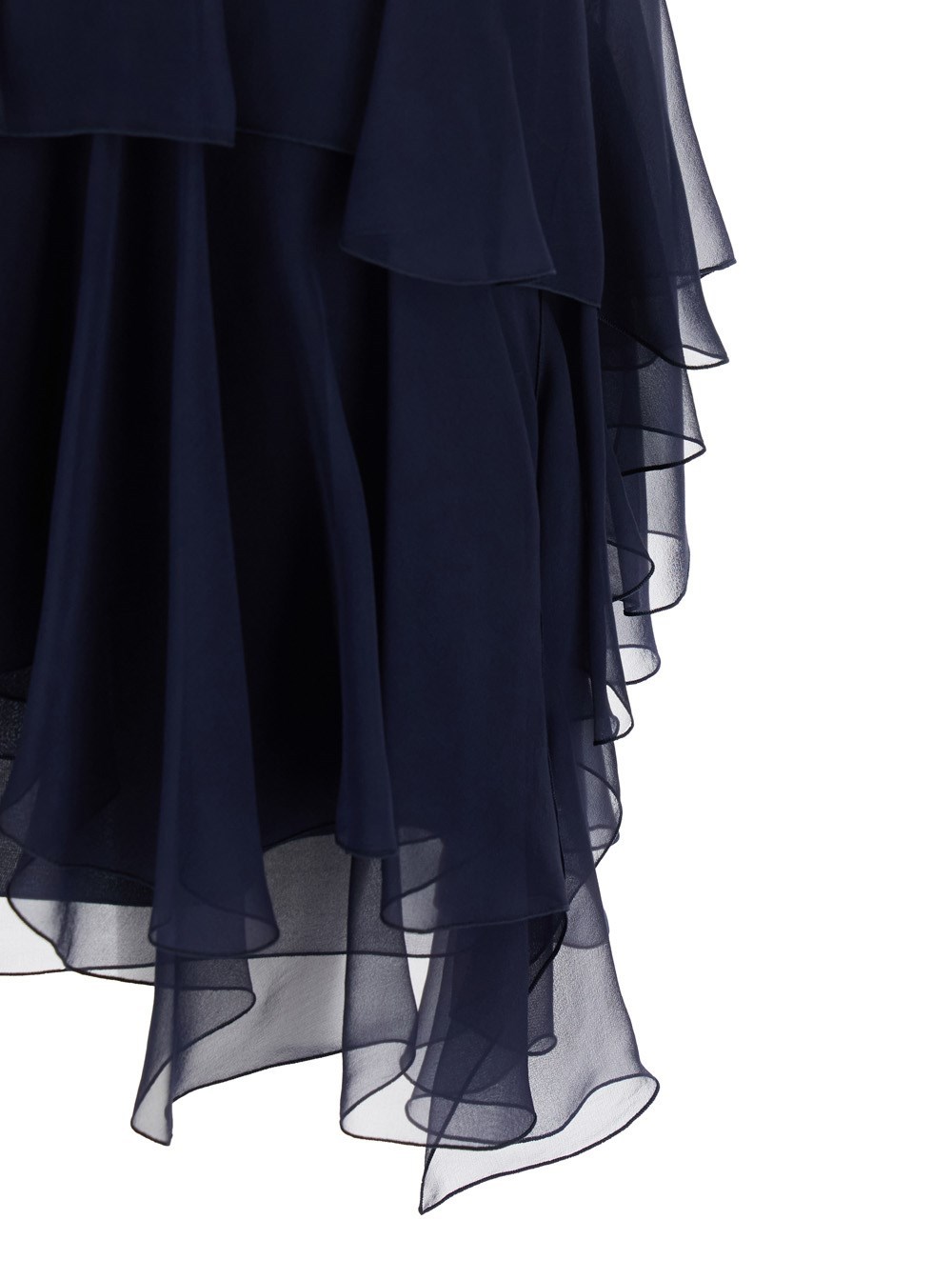 Alberta Ferretti Blue Dress With Thin Straps And Ruffles In Black