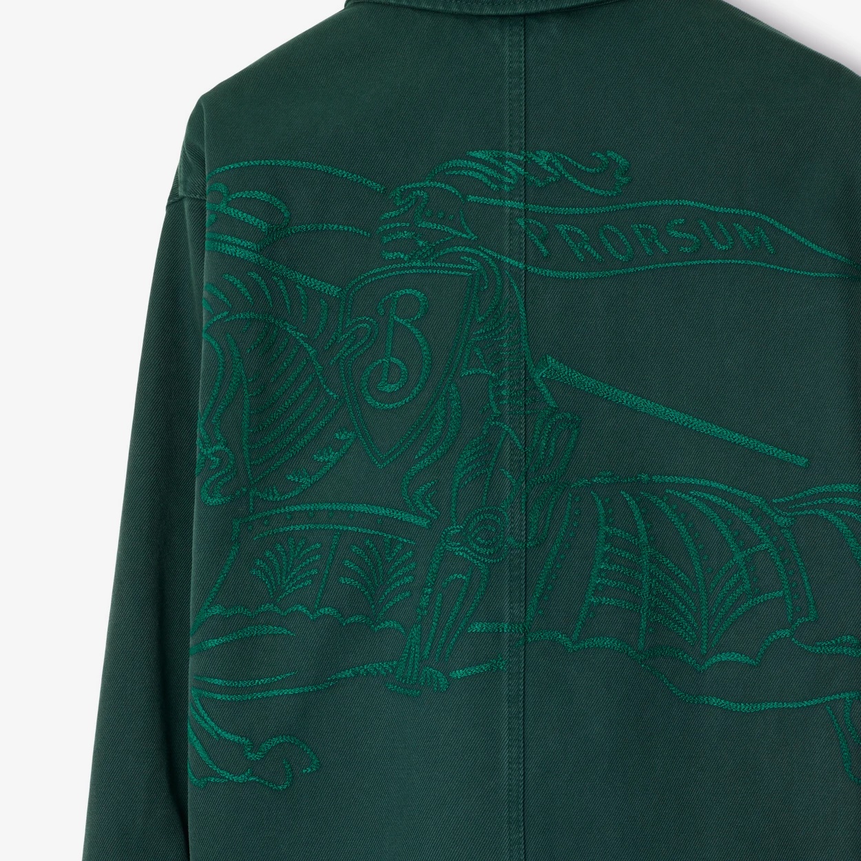 Burberry Ekd-embroidered Cotton Jacket In Green