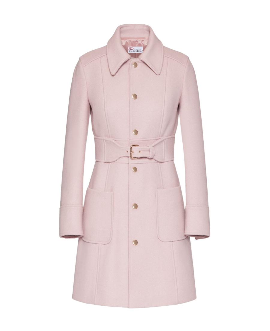 Red Valentino New Shearing Wool Cashmere Coat In Pink