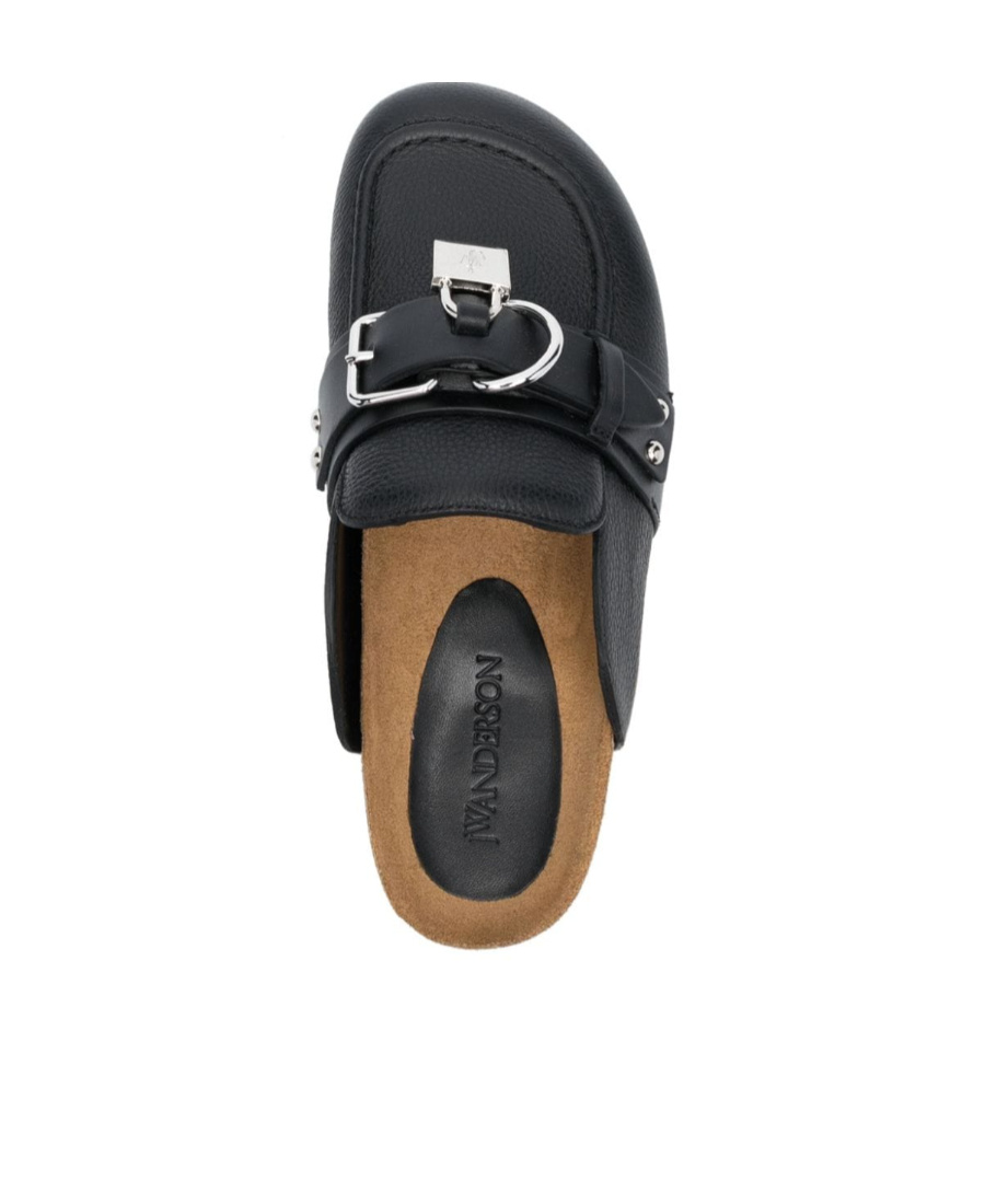 Jw Anderson Padlock-detail Leather Mules In Black