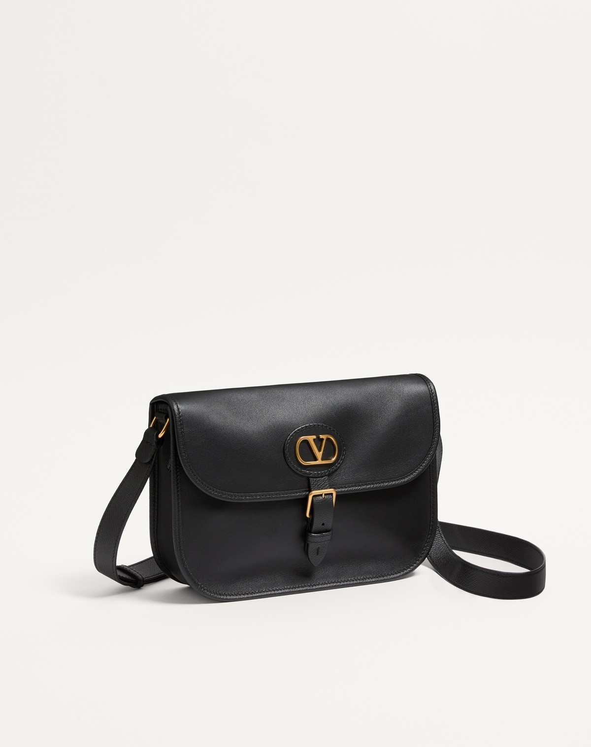 Valentino Garavani Antibes Leather Crossbody Bag Adjustable Strap In Black