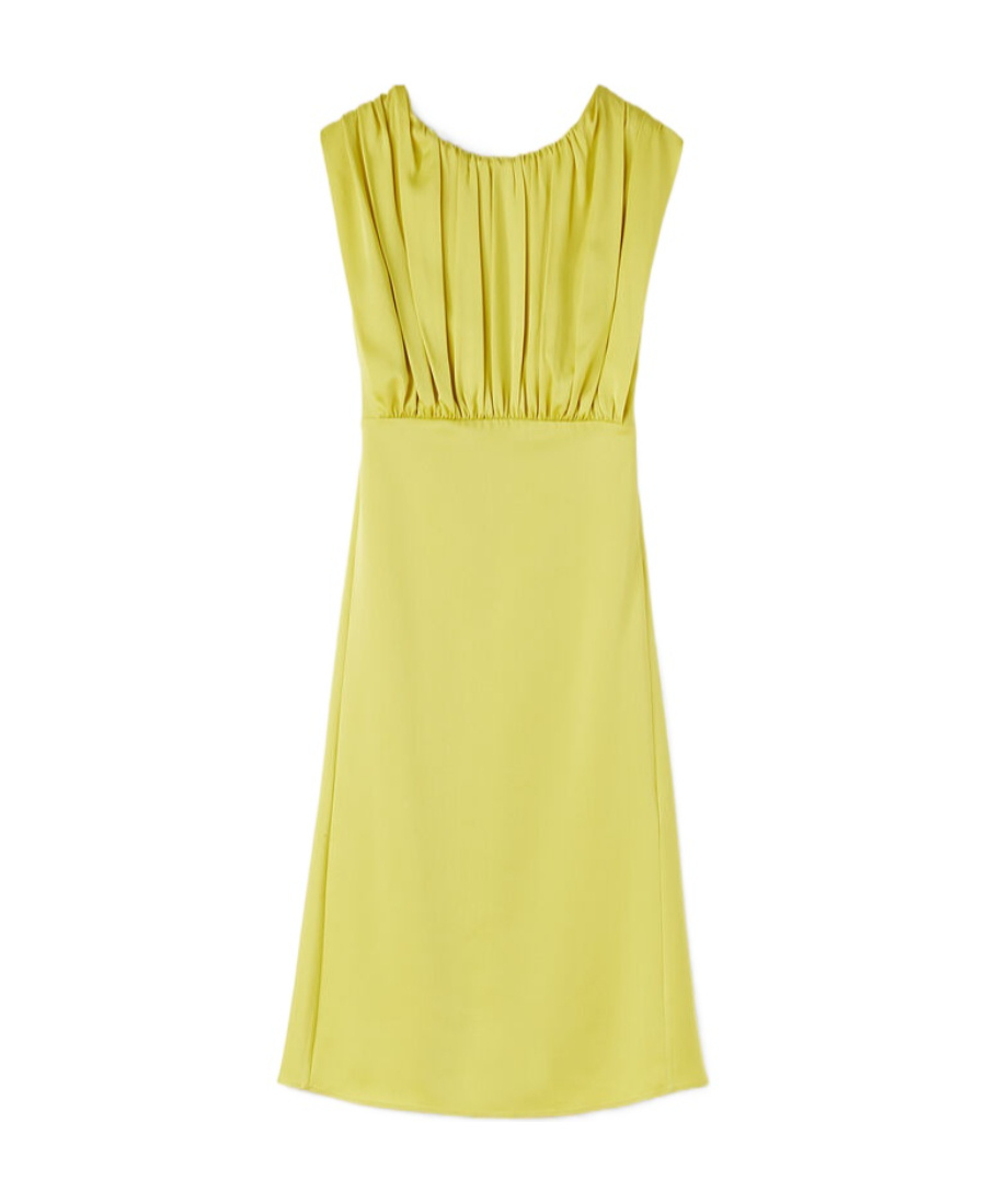 JIL SANDER JIL SANDER GATHERED CREWNECK SLEEVELESS DRESS