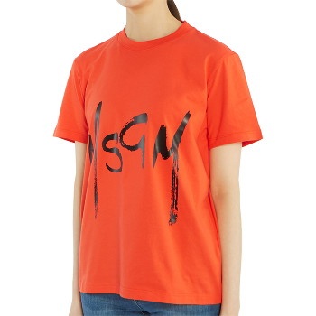 Msgm Logo T-shirt In Orange