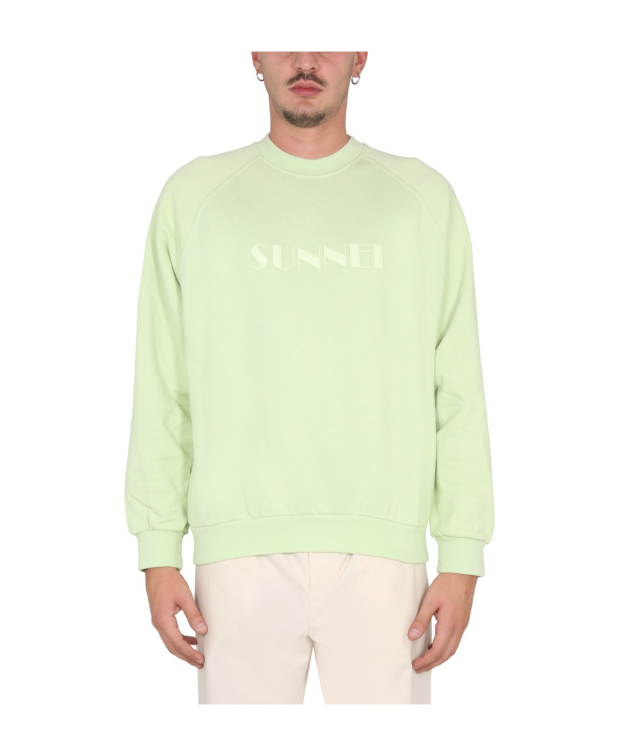 Sunnei Logo Embroidered Long-sleeved Sweatshirt In White