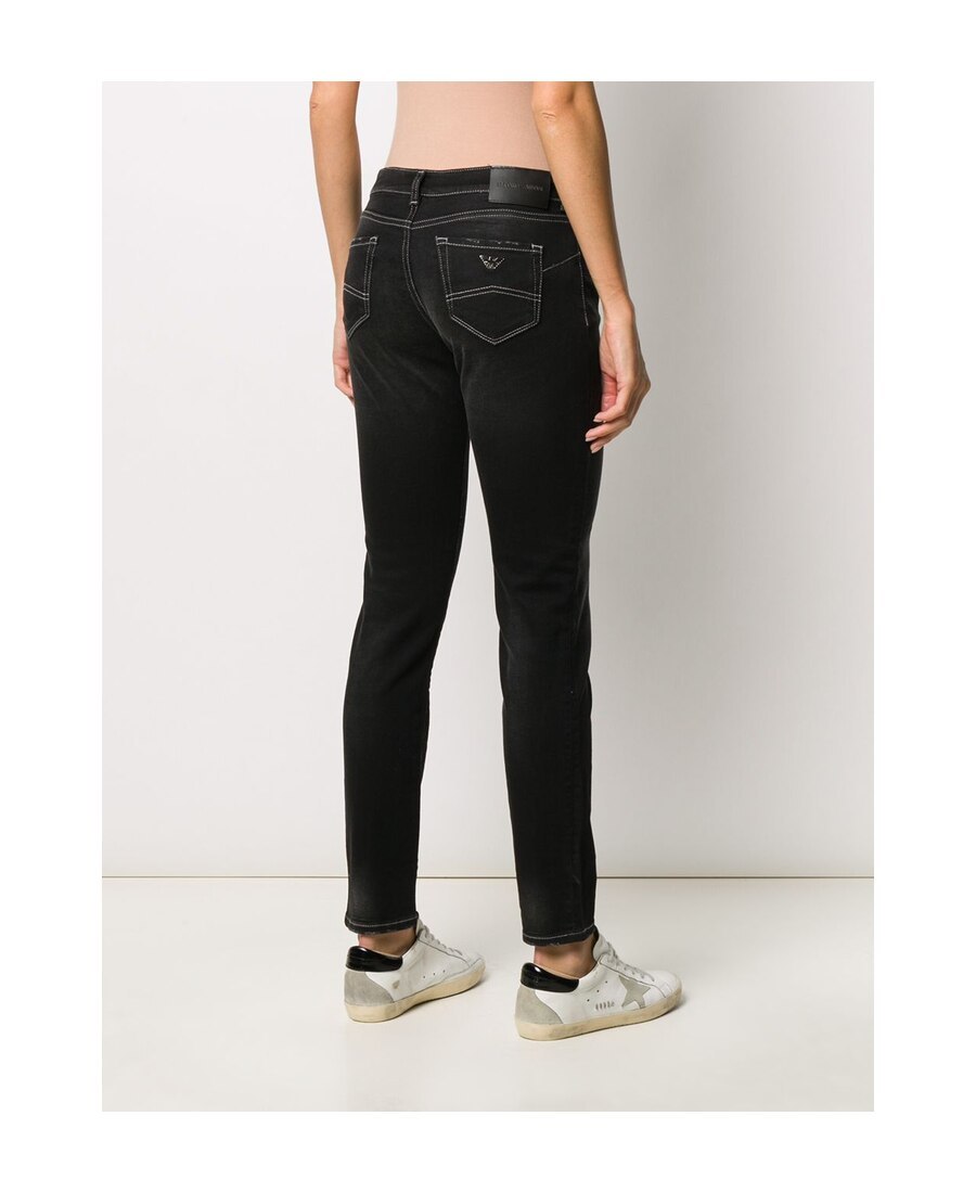 Emporio Armani Elastic Low-rise Jeans In Black