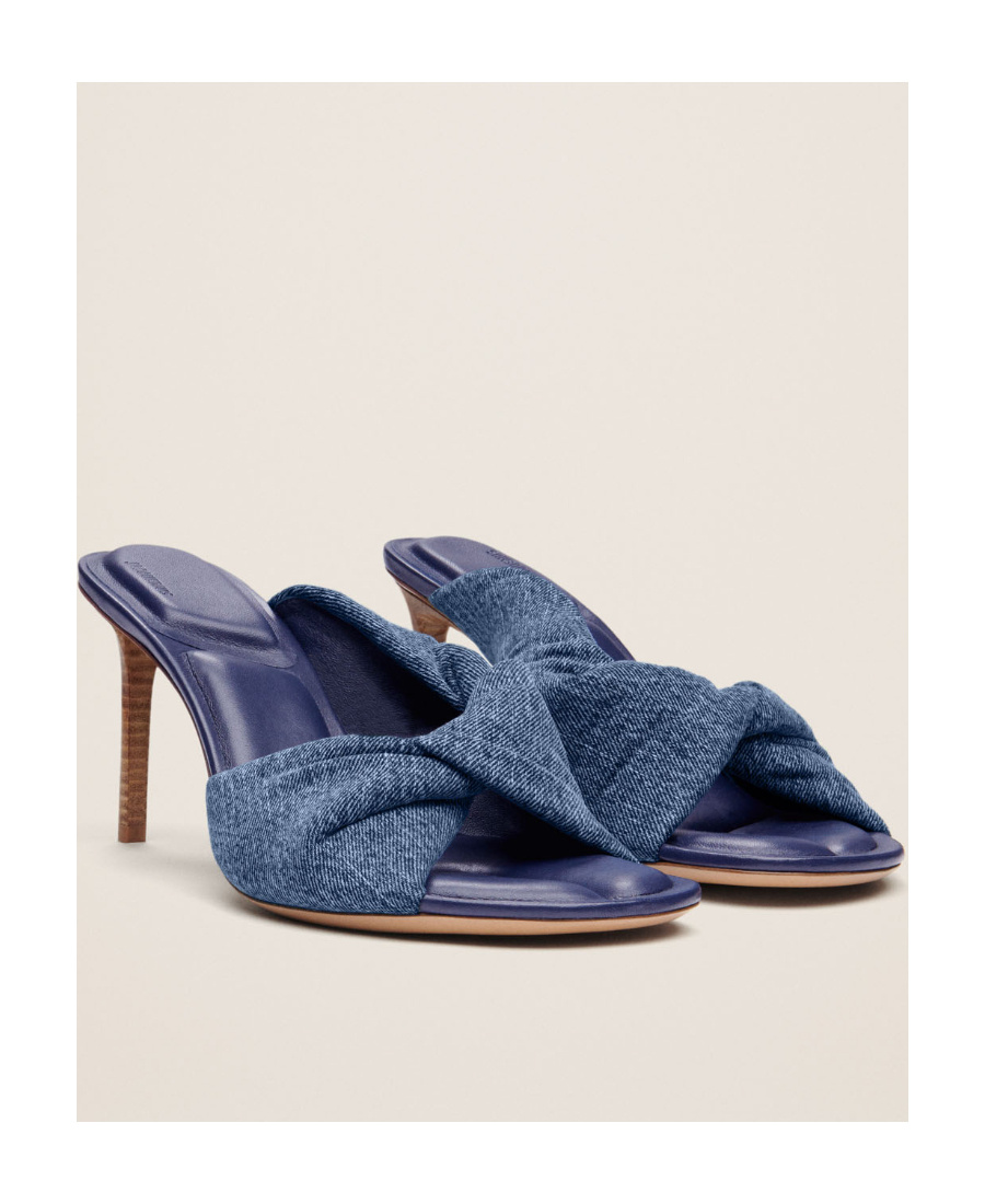 Jacquemus Les Mules Bagnu Twisted Denim Sandals In Blue