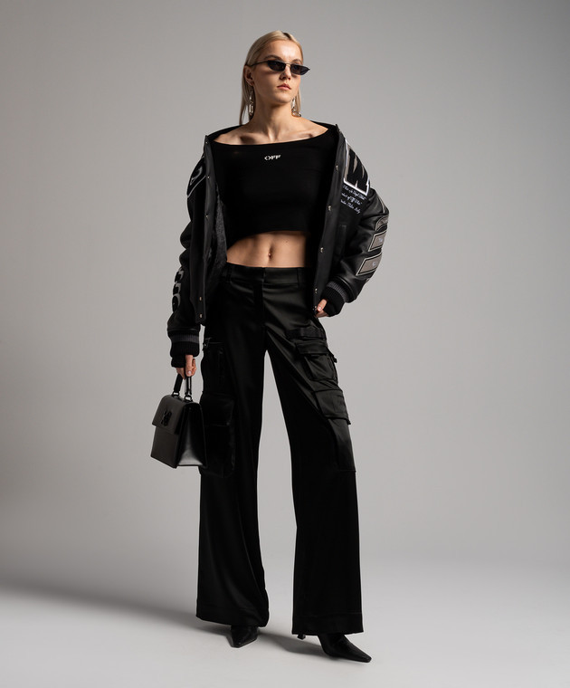 Off-white Off White "satin Toybox" Cargo Trousers In Black