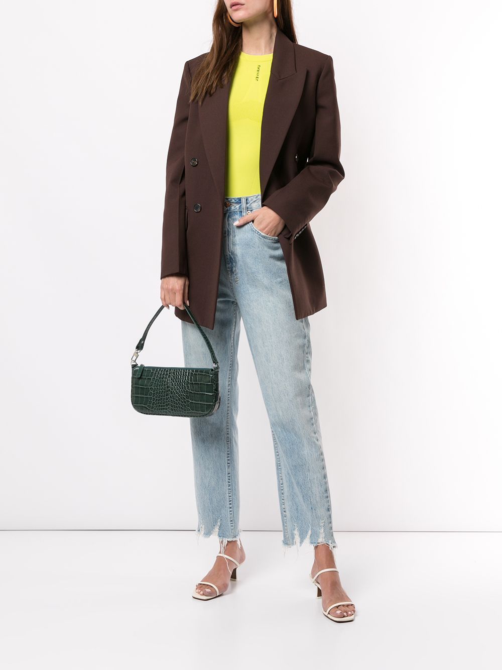 By Far Crocodile-effect Shoulder Bag In White