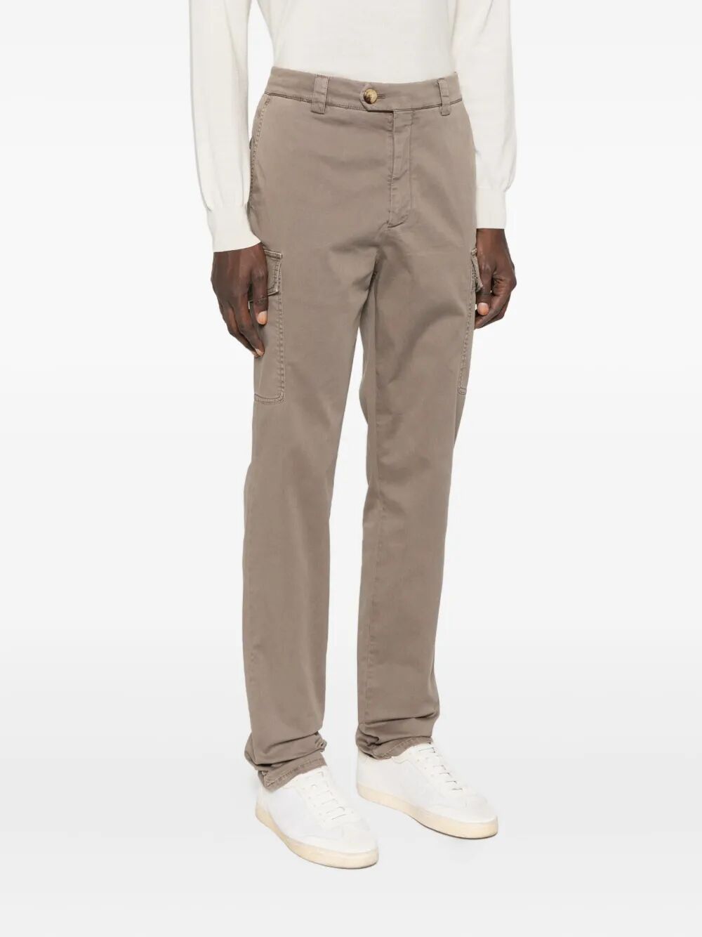 Brunello Cucinelli Cargo-pocket Cotton Trousers In Gray