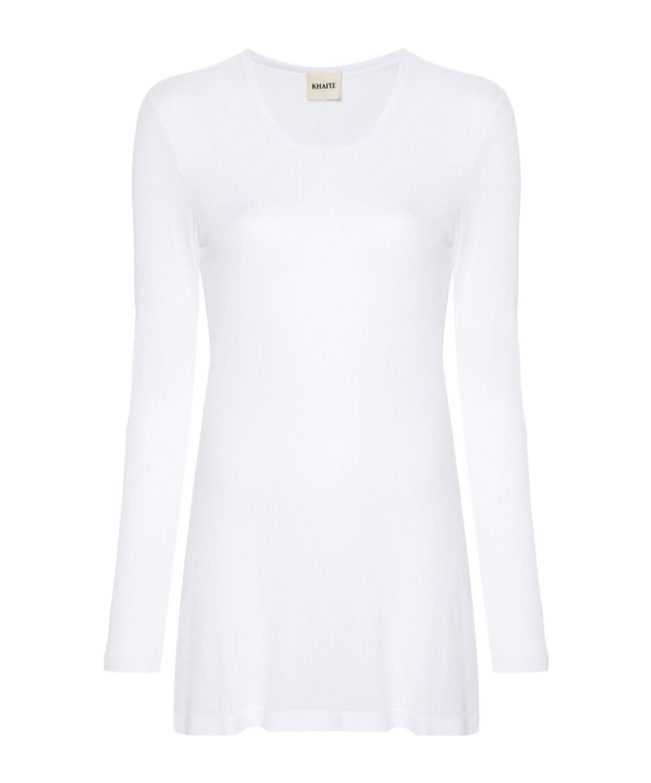 Khaite Long-sleeved Knitted T-shirt In White