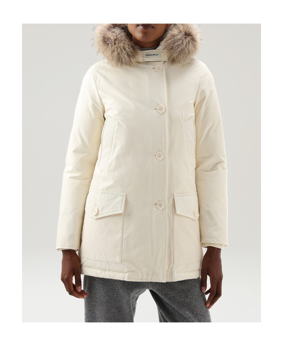 Shop Woolrich Logo Down Jacket In Nude