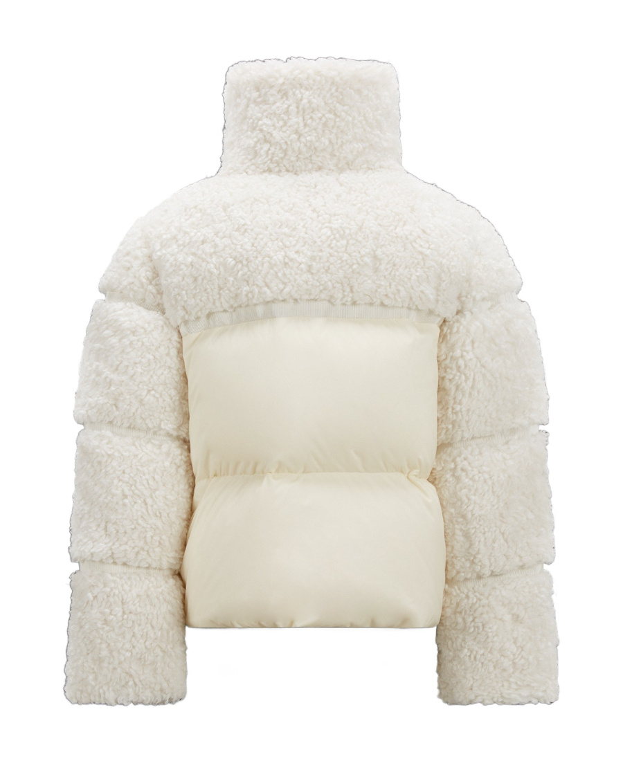 Moncler Sergura Logo-patch Shearling Jacket In White