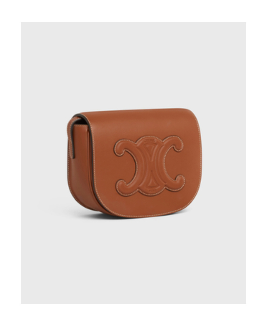 Celine Folco Cuir Triomphe Smooth Cowhide Handbag In Brown