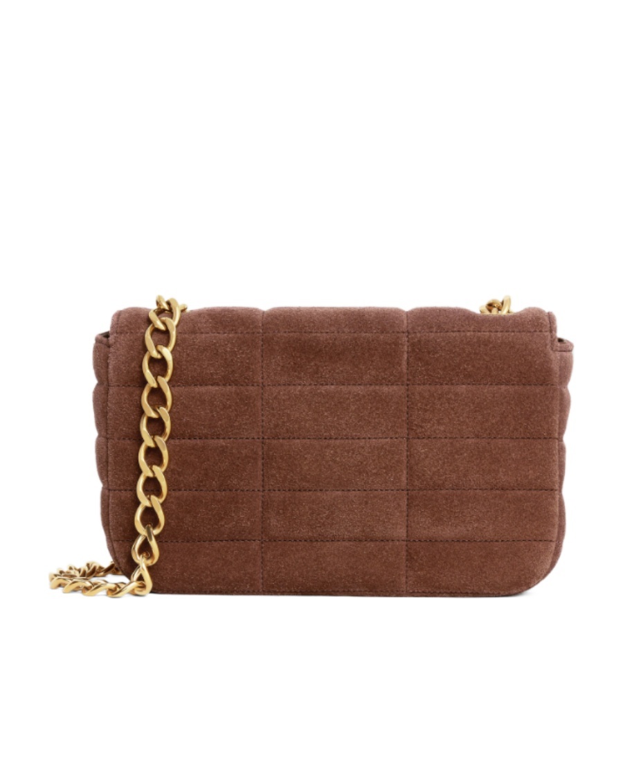 Celine Logo Monochrome Matelasse Shoulder Bag In Brown