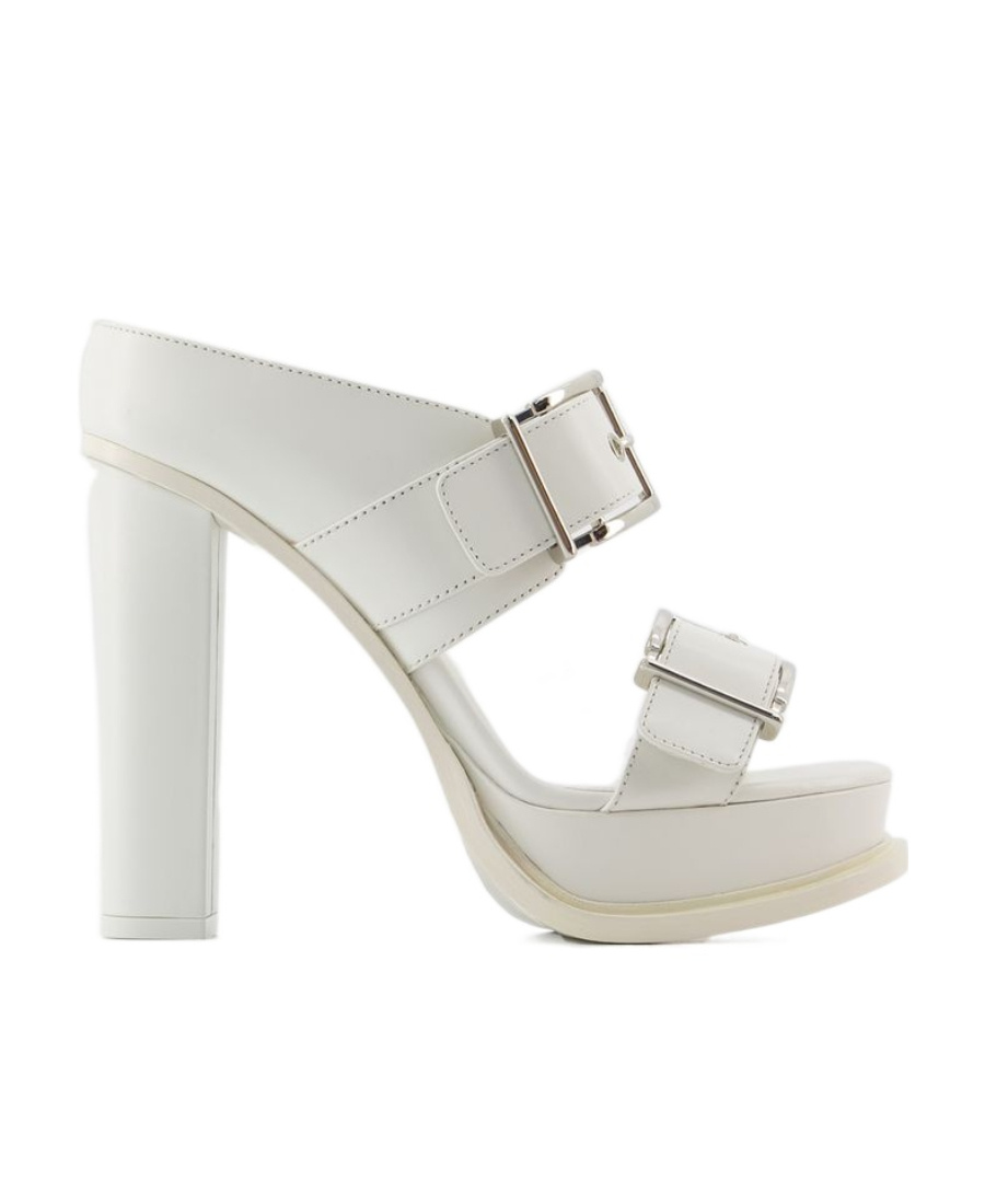 Alexander Mcqueen Leath S.leath Sandals - Leather - Ivory/silver In White