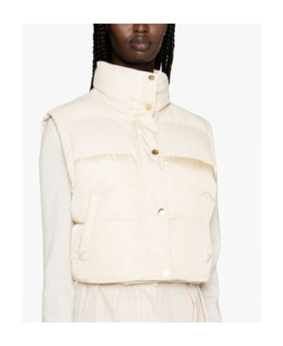 Pinko Cropped Press-stud Padded Gilet In Multi