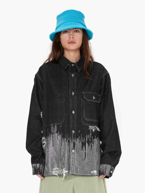 Jw Anderson Studded Workwear Shirt In Black