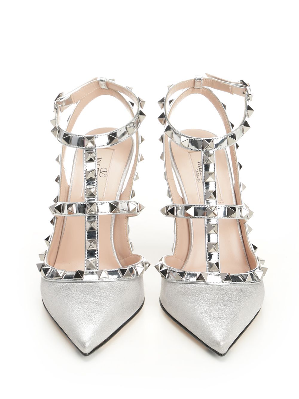 Valentino Pointed Toe High Heel Sandals In Silver