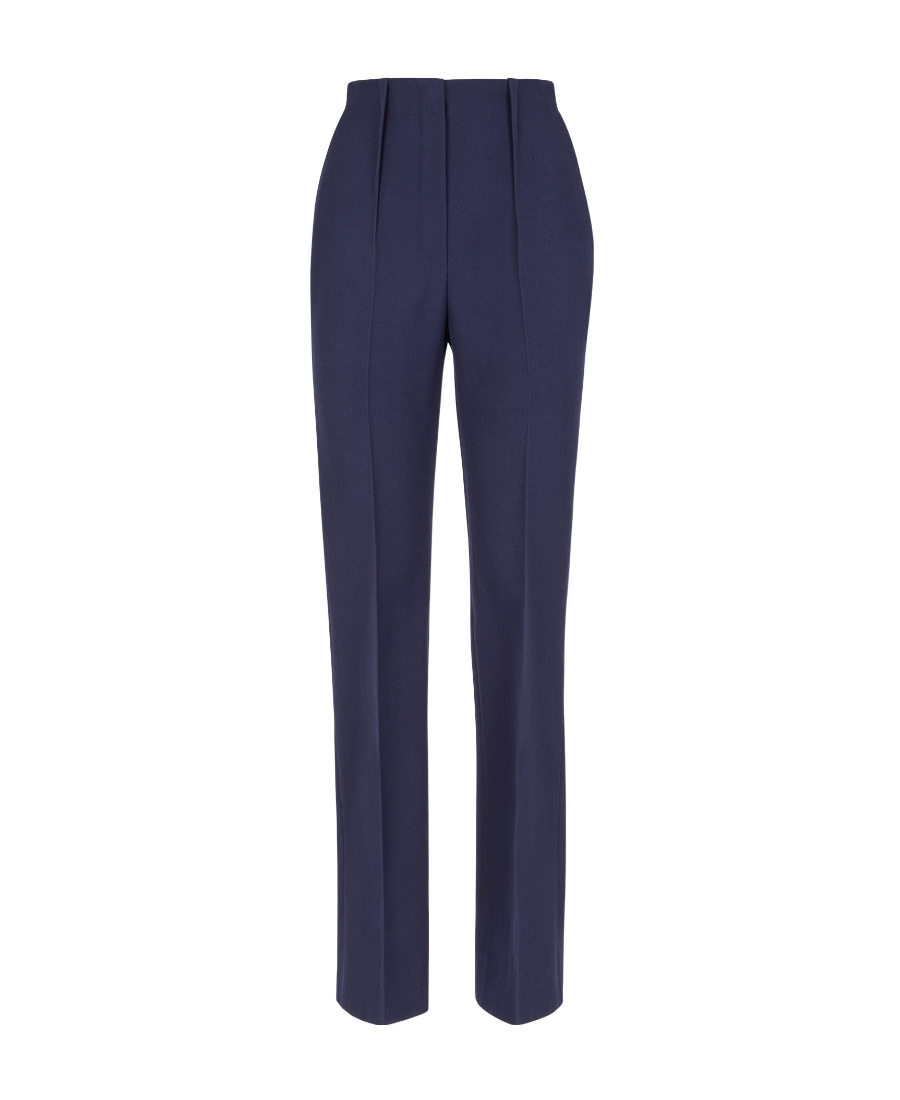 Fendi Tailored Virgin Wool Slim-cut Trousers In Blue