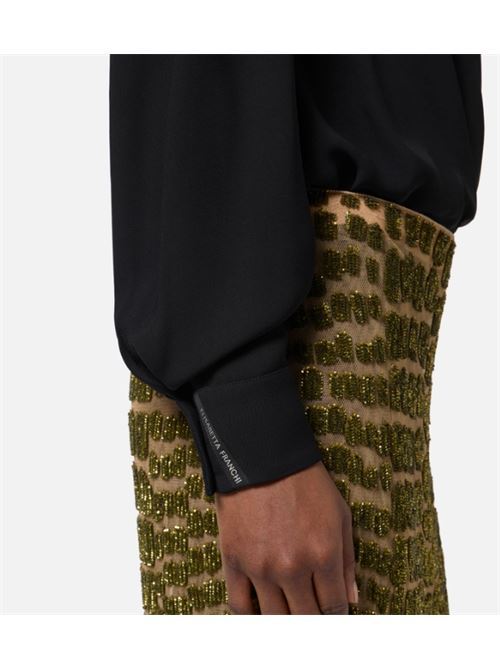Elisabetta Franchi Twist-front Button Bodysuit In Black