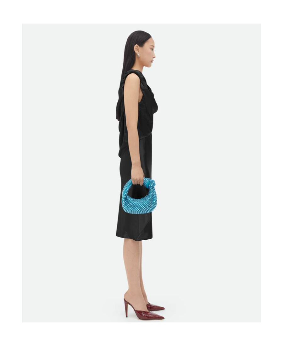 Bottega Veneta Logo Mini Handbag In Blue