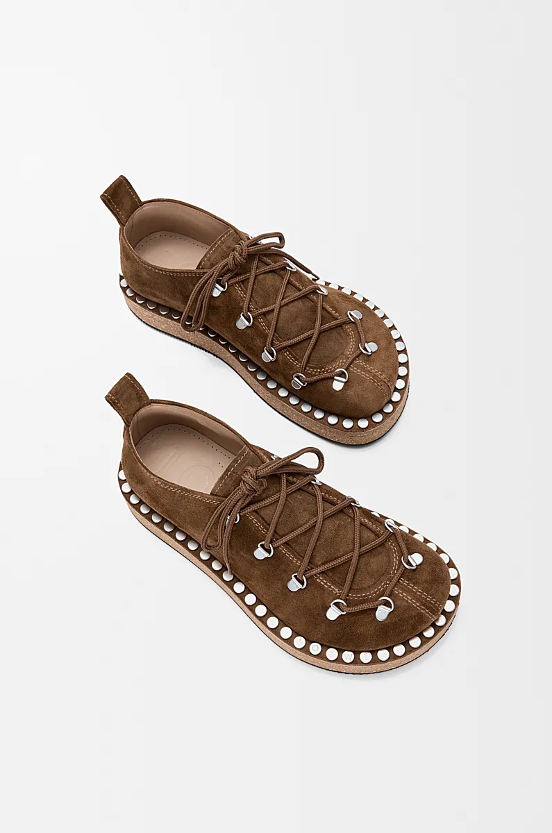 Loewe Mens Brown Rivet Suede Hiking Shoes Eur 44 / 10 Uk In Brown