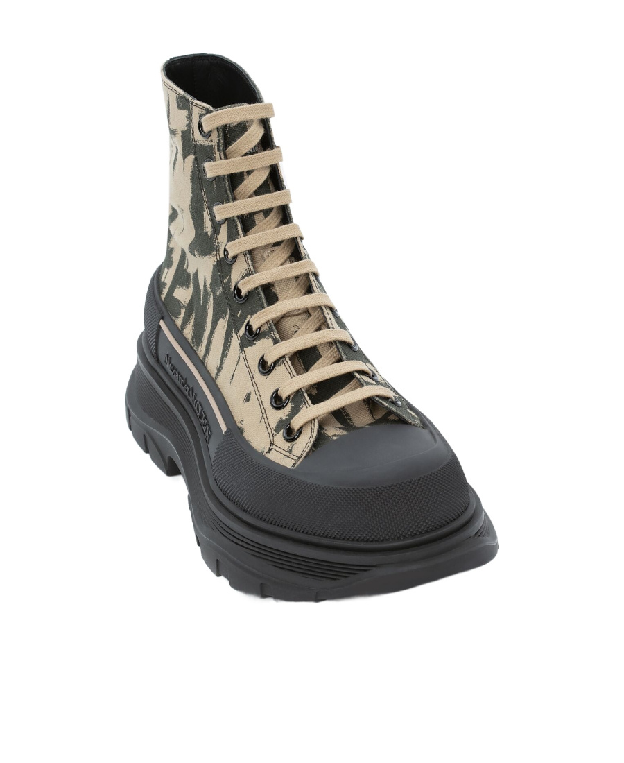 Alexander Mcqueen Men's Tread Slick Graffiti High-top Sneakers In Black
