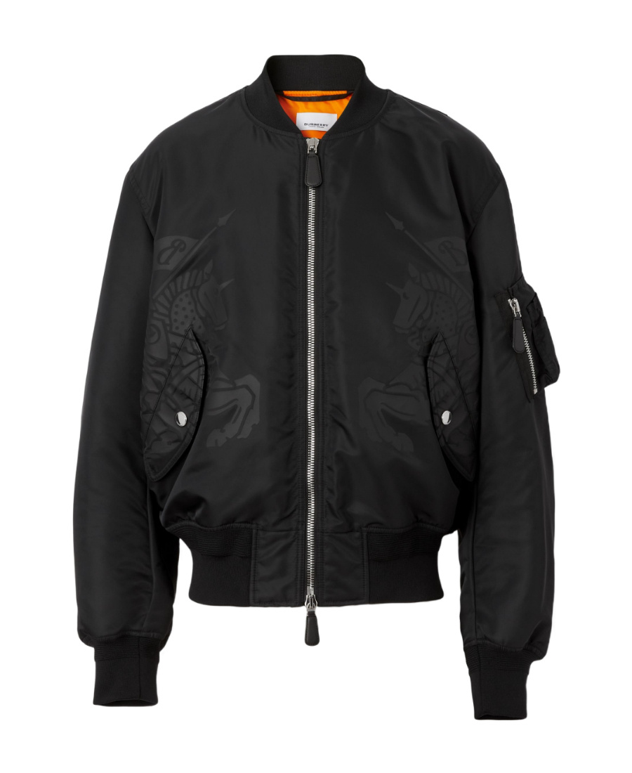 Burberry Equestrian Knight-print Bomber Jacket In Black