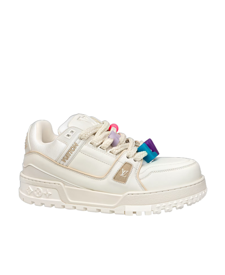 Pre-owned Louis Vuitton Trainer Maxi Logo Low-cut Casual Sneakers In White