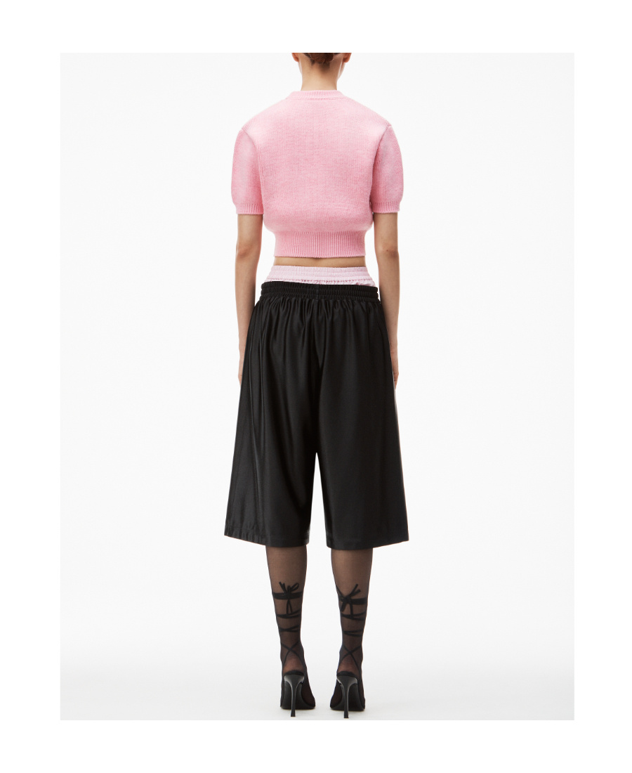 ALEXANDER WANG T DENSELY WOVEN ENGRAVED SHORT-SLEEVED PULLOVER