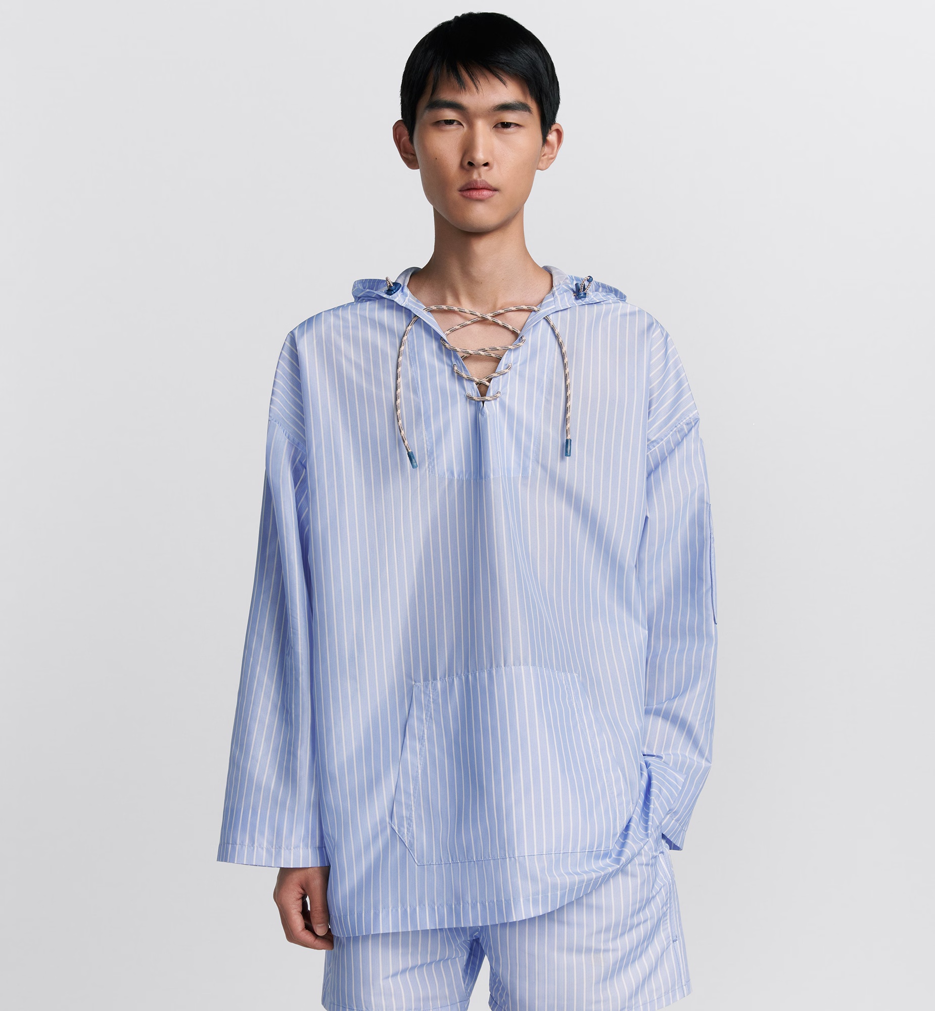 Dior Homme Man Shirt Sky Blue Size 38 Polyester In Blue