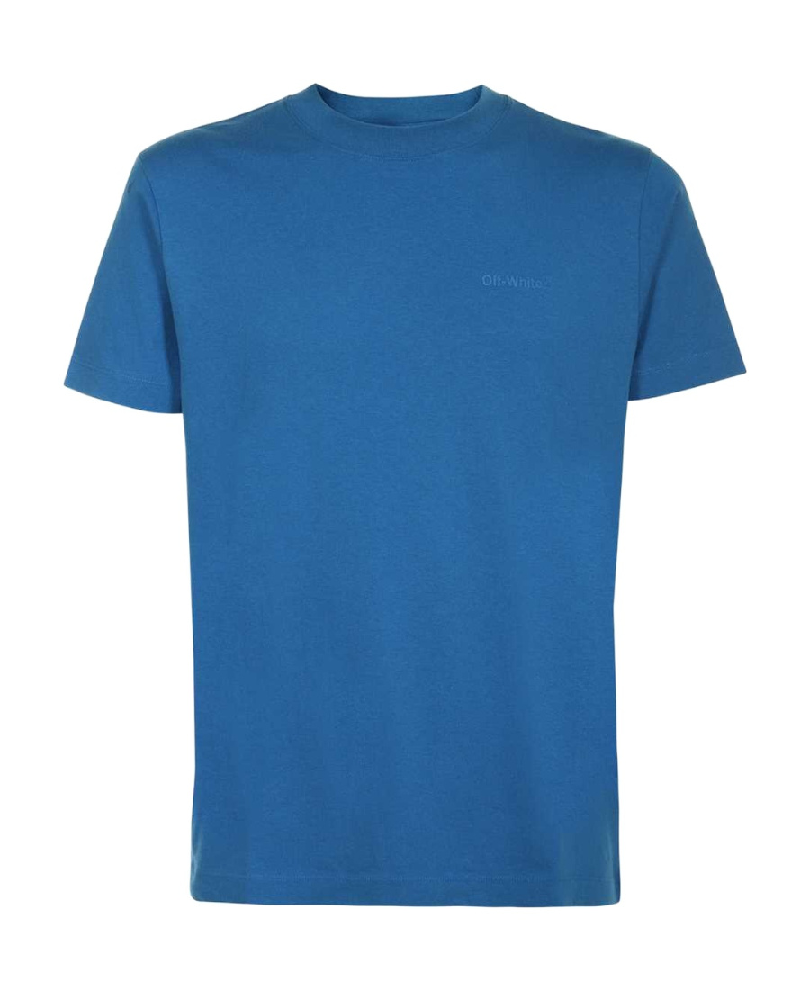 Off-white Diag-stripe Cotton T-shirt In Blue