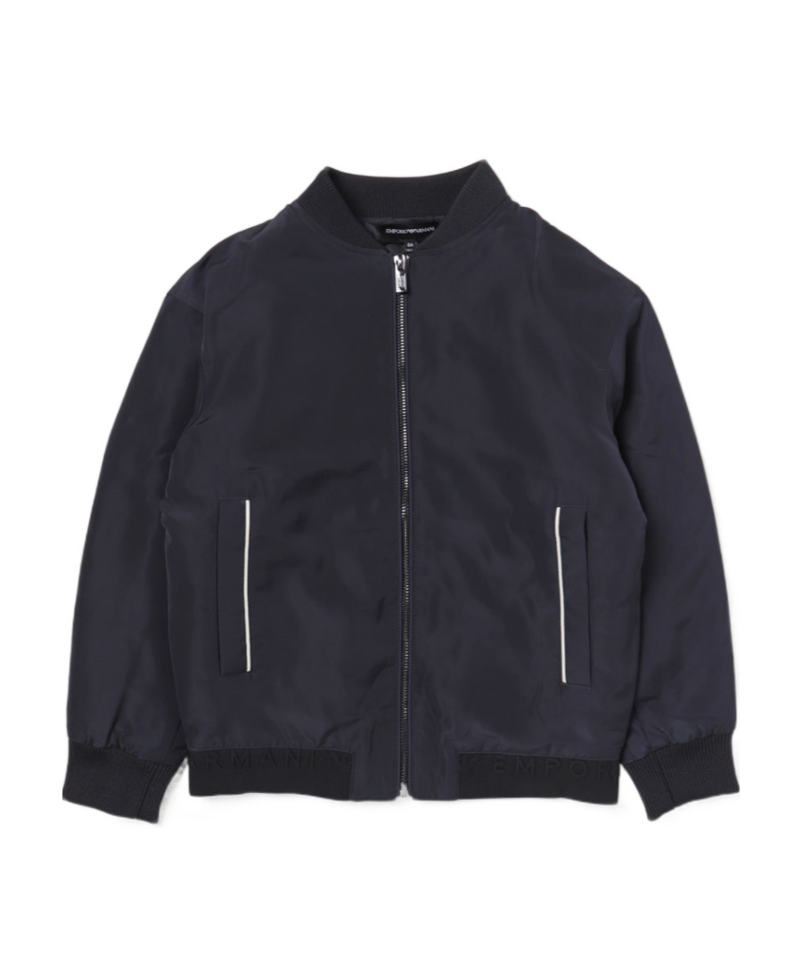 Emporio Armani Logo-waistband Baseball-collar Jacket In Black