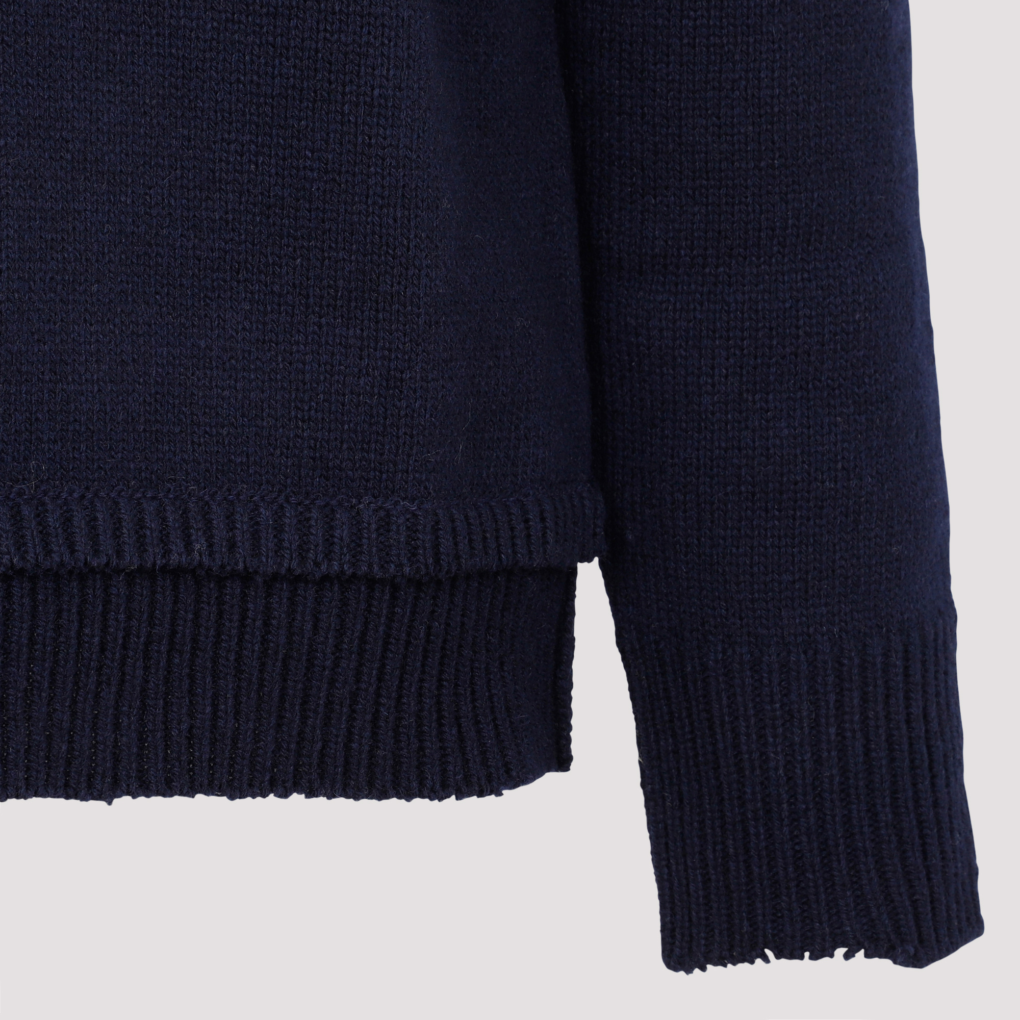 Maison Margiela Layered-collar Elbow-patch Distressed Jumper In Black