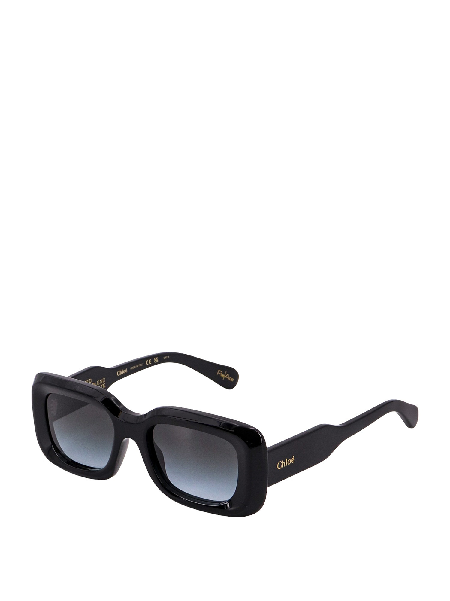 Chloé Logo-print Rectangle-frame Sunglasses In Black