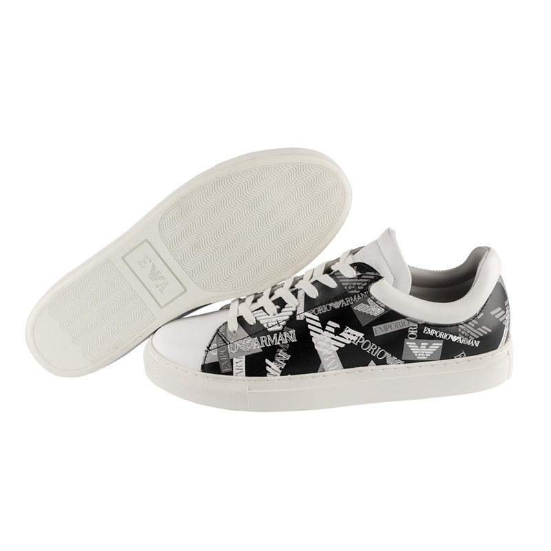 Emporio Armani Logo Strapped Casual Sneakers In White