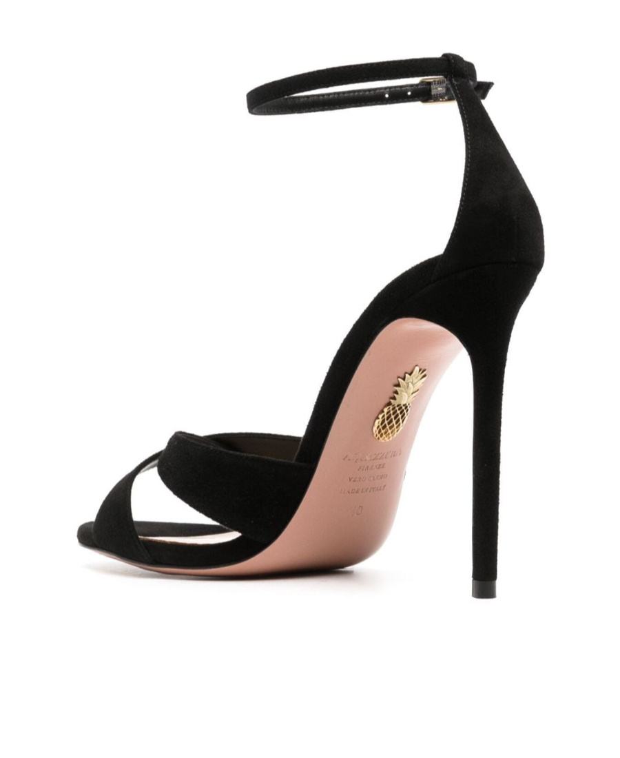 Aquazzura Divine 105mm Suede Sandals In Black