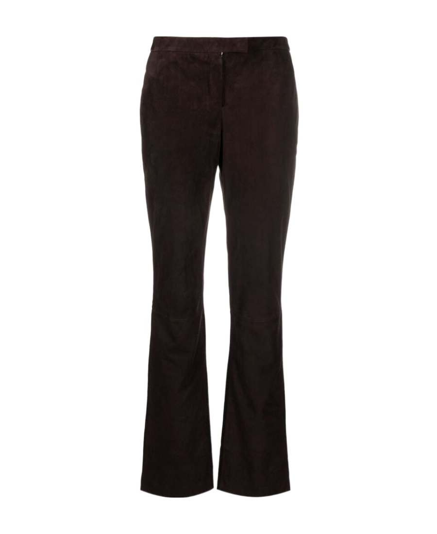 Theory Flared Leather Trousers In Black